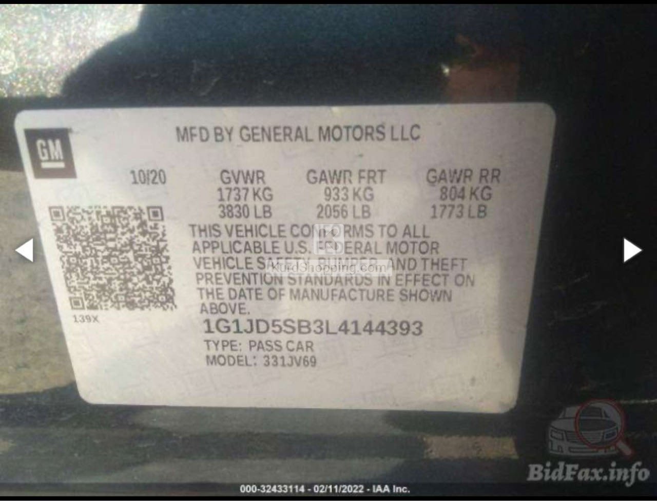 Chevrolet سۆنیک 2020