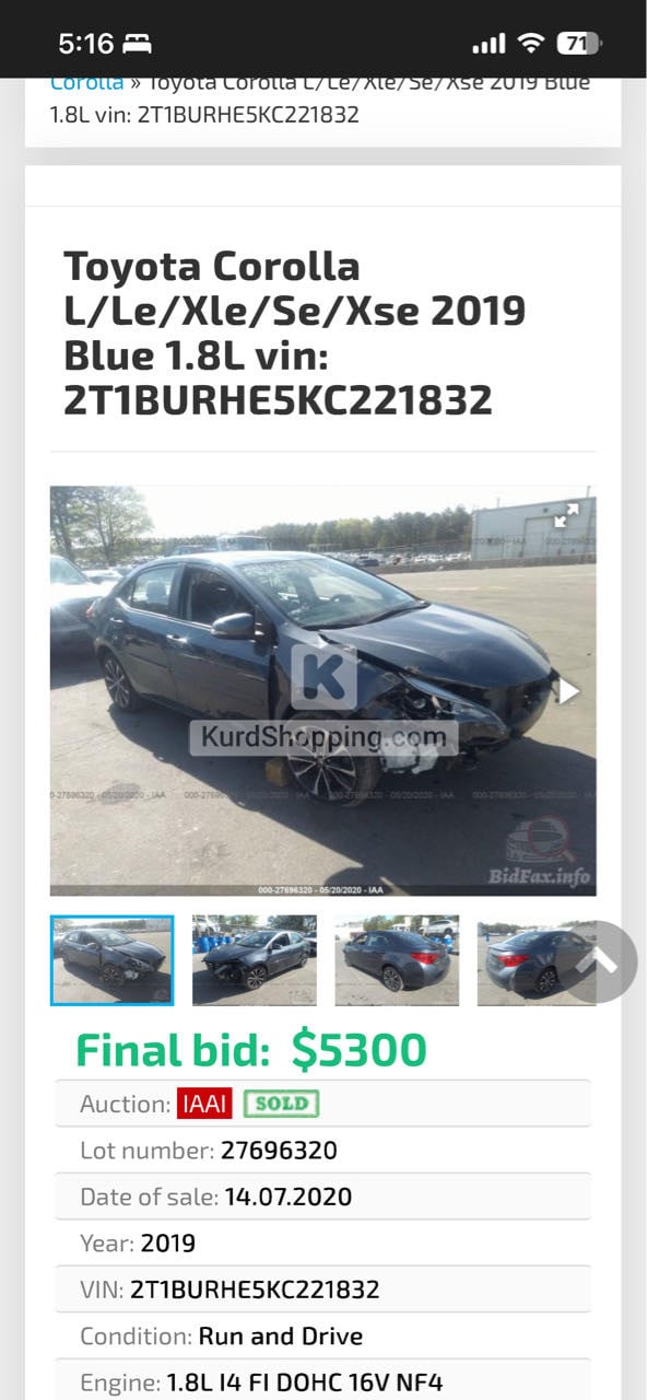 Toyota Corolla 2019