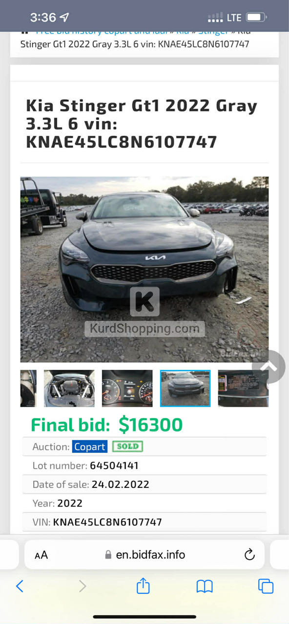KIA Stinger GT1 2022 3.3L V6 Full
