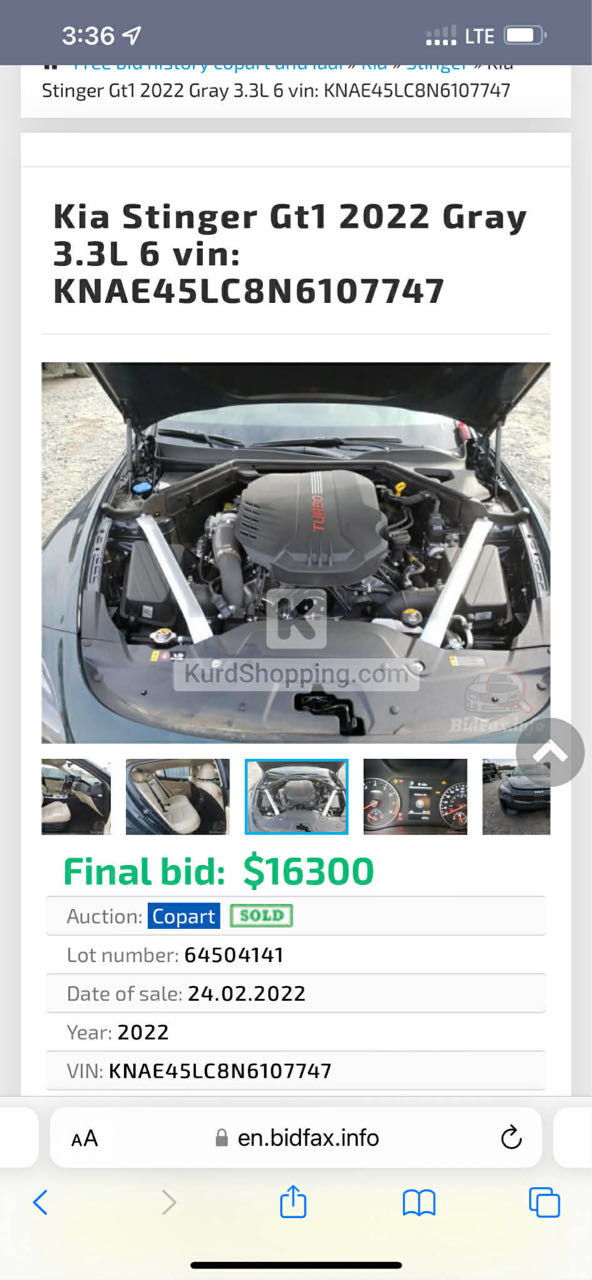 KIA Stinger GT1 2022 3.3L V6 Full